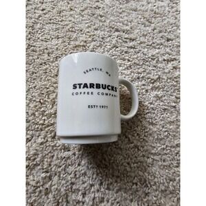 Vintage Coffee Mug Starbucks Seattle WA Coffee Company Est 1971 White Black 14oz